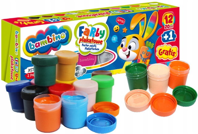

Farby plakatowe Bambino 12 kol 20 ml +1