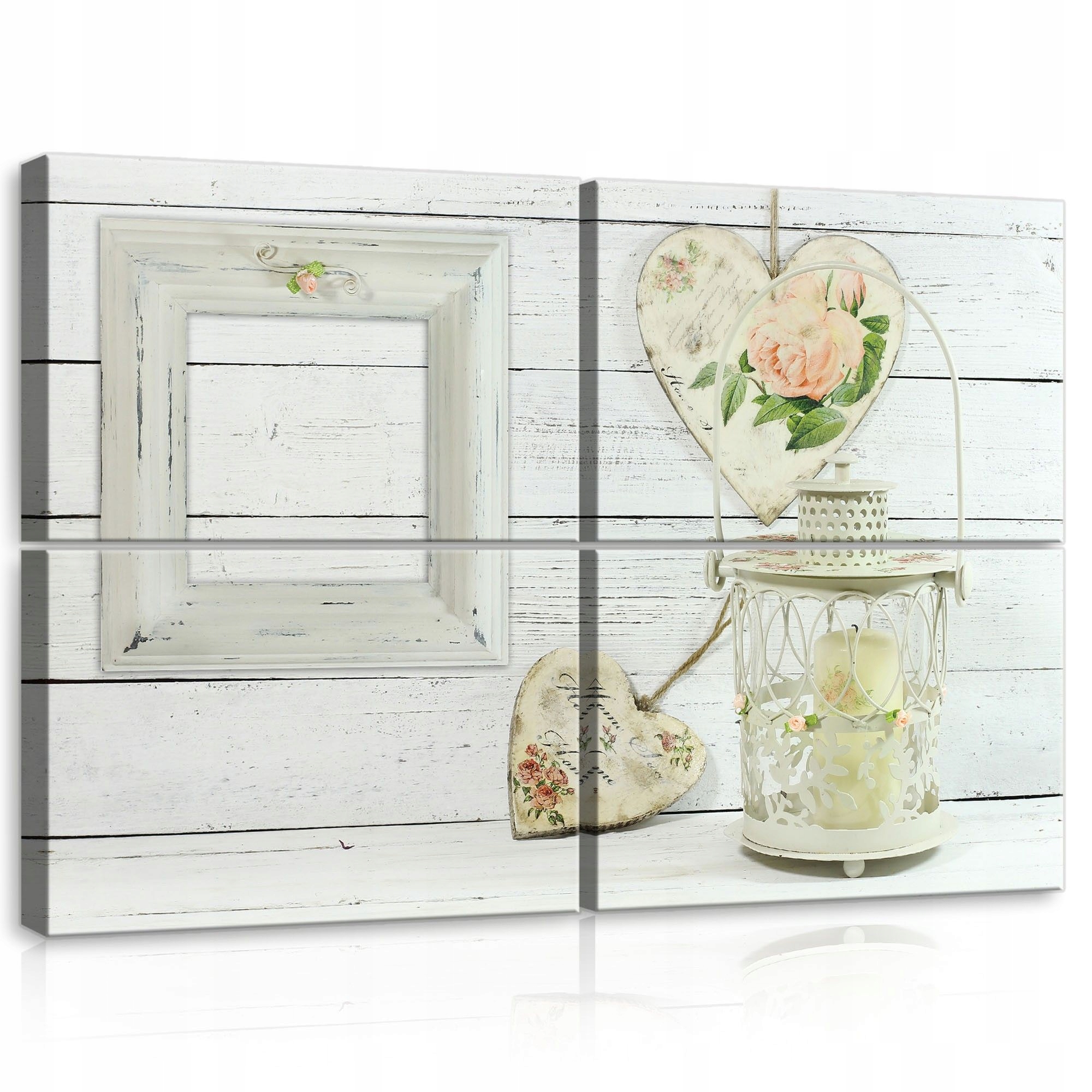 Obraz 120x80 Provence shabby chic vintage romantika sviečka ruže biela