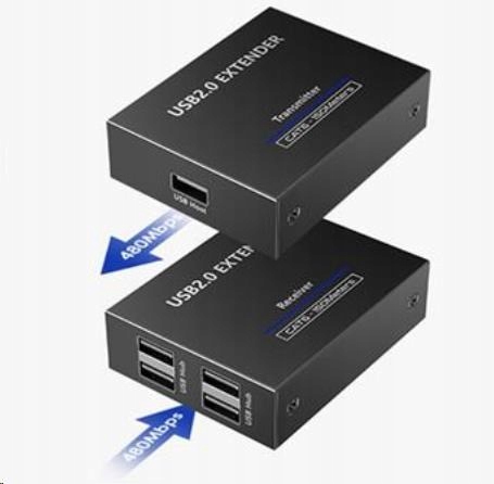 Premiumcord 4-port Usb 2.0 extender po Cat5/ Cat5e/ Cat6 do 150m kuext3