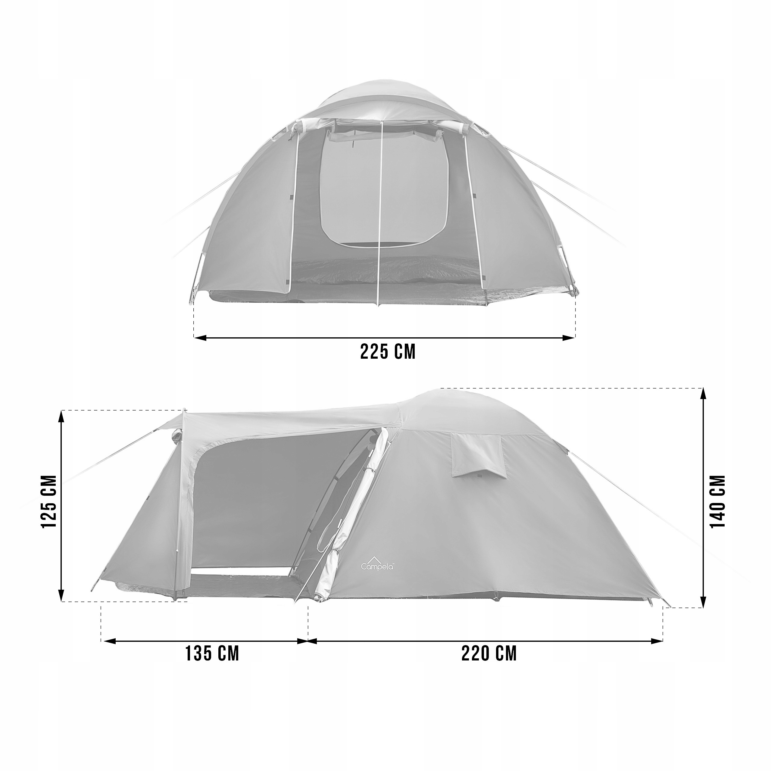 NAMIOT TURYSTYCZNY 4 OSOBOWY RODZINNY KEMPINGOWY IGLO WODOODPORNY CAMPELA Model Tropical4