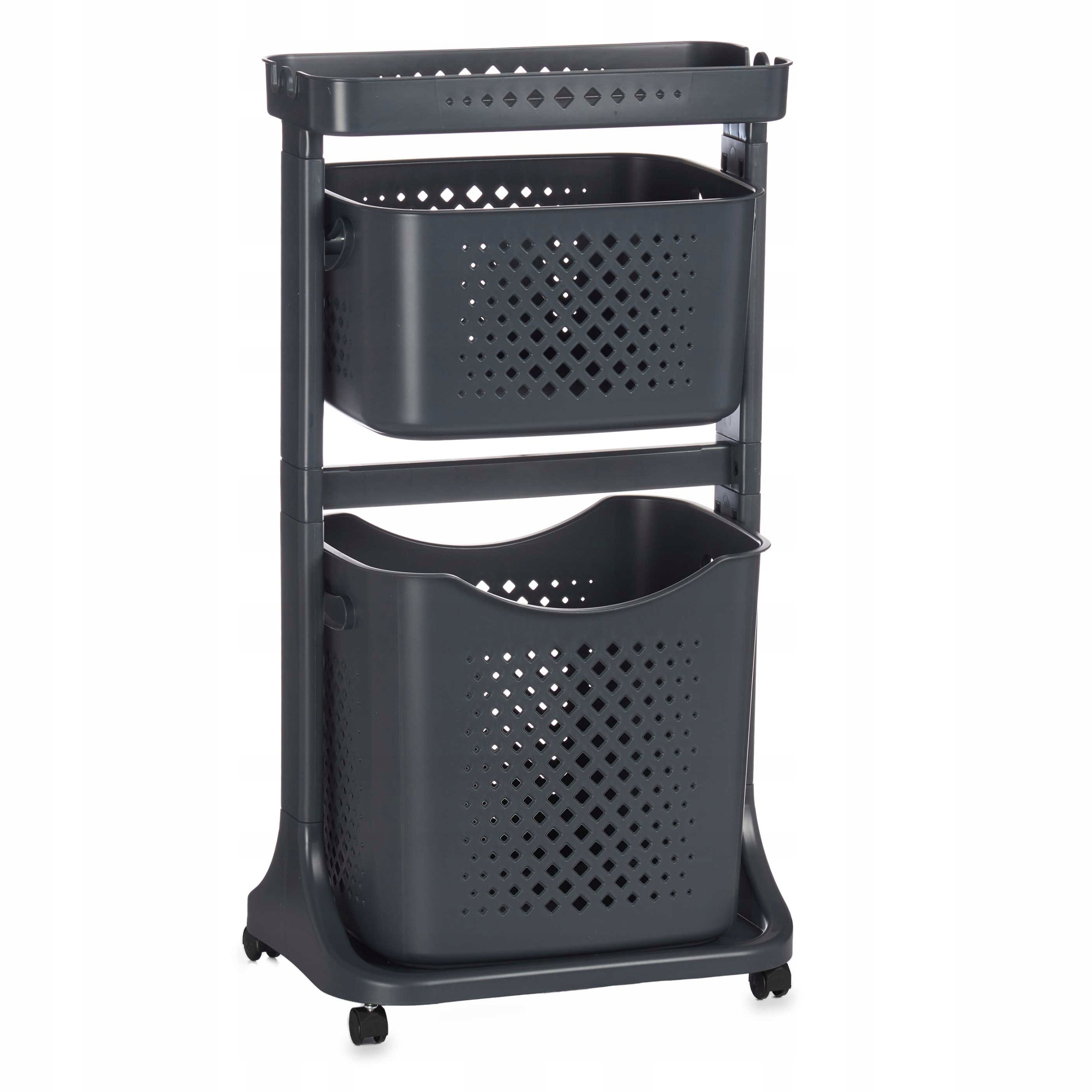 Čierny Plastový Regál Na Kolieskach S 2 Košmi Typu Comfy Places 44X33X81 CM