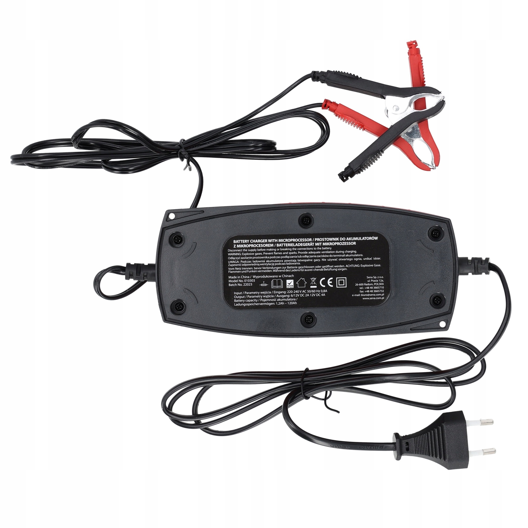 PROSTOWNIK SAMOCHODOWY AUTOMATYCZNY DO AKUMULATORA TUV LCD IP65 6V 12V 4A Marka Sena