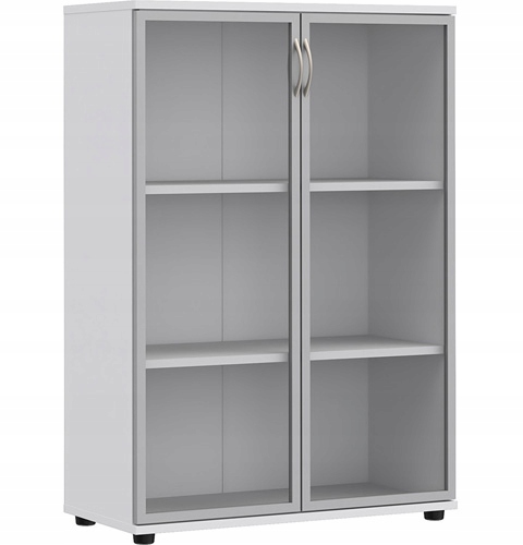 REGAŁ BIUROWY PRZESZKLONY WITRYNA PÓŁKI DRZWICZKI