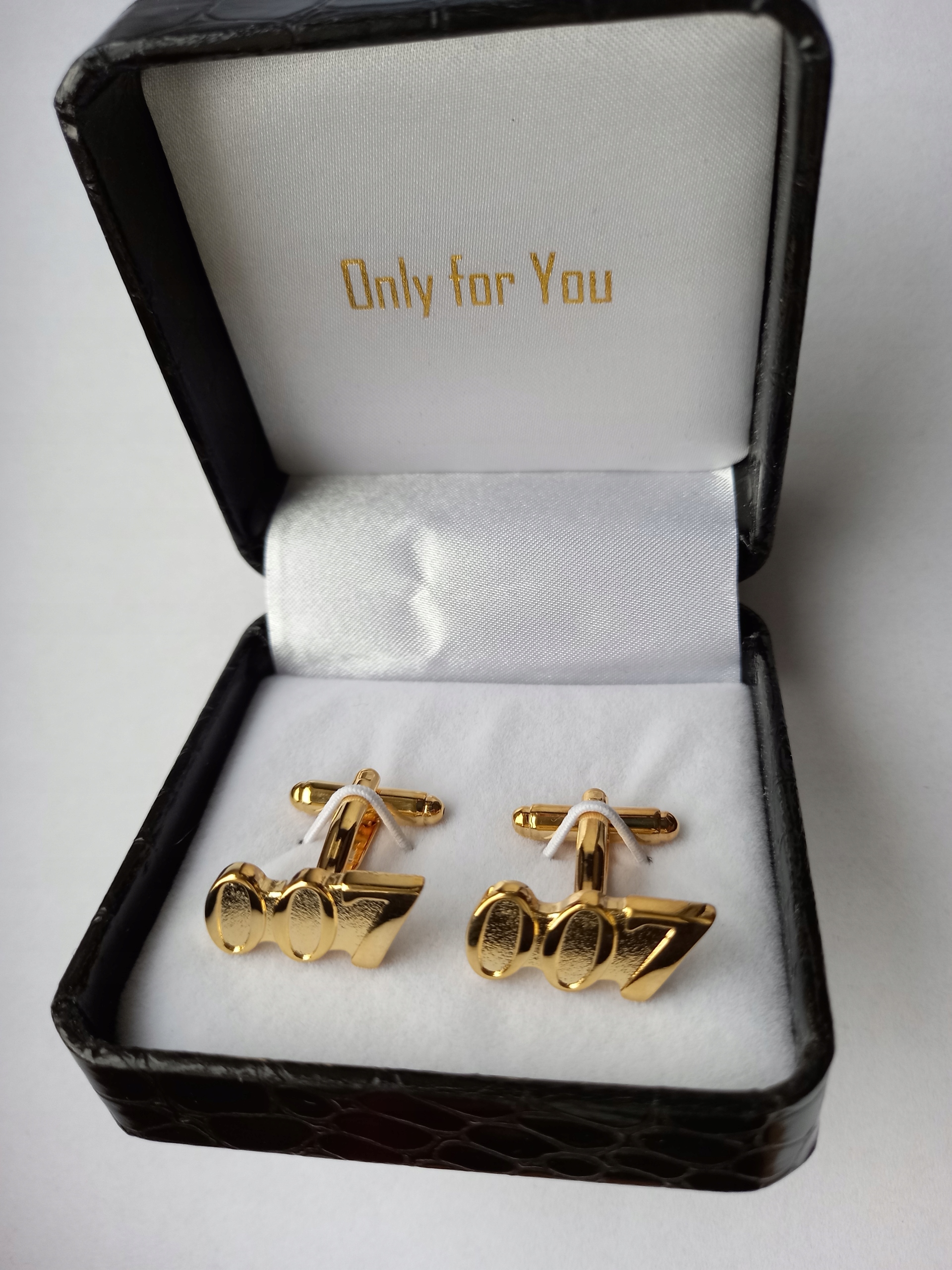 Zlaté manžetové knoflíčky James Bond Agent 007 pozlacené Pouzdro Exc