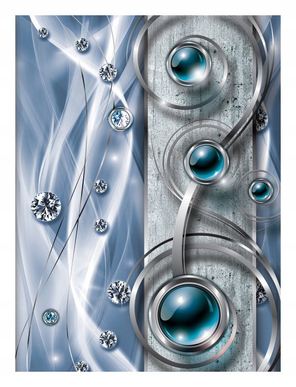 Fototapeta Stříbrné kruhy a tyrkysové koule s krystaly 206x275 lepidlo