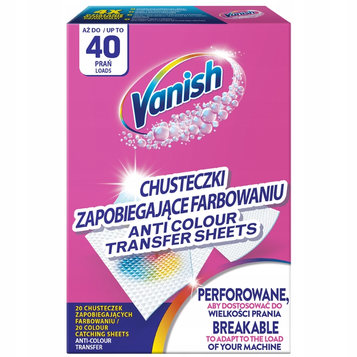 

Vanish Chusteczki do prania wyłapujące kolor 40p
