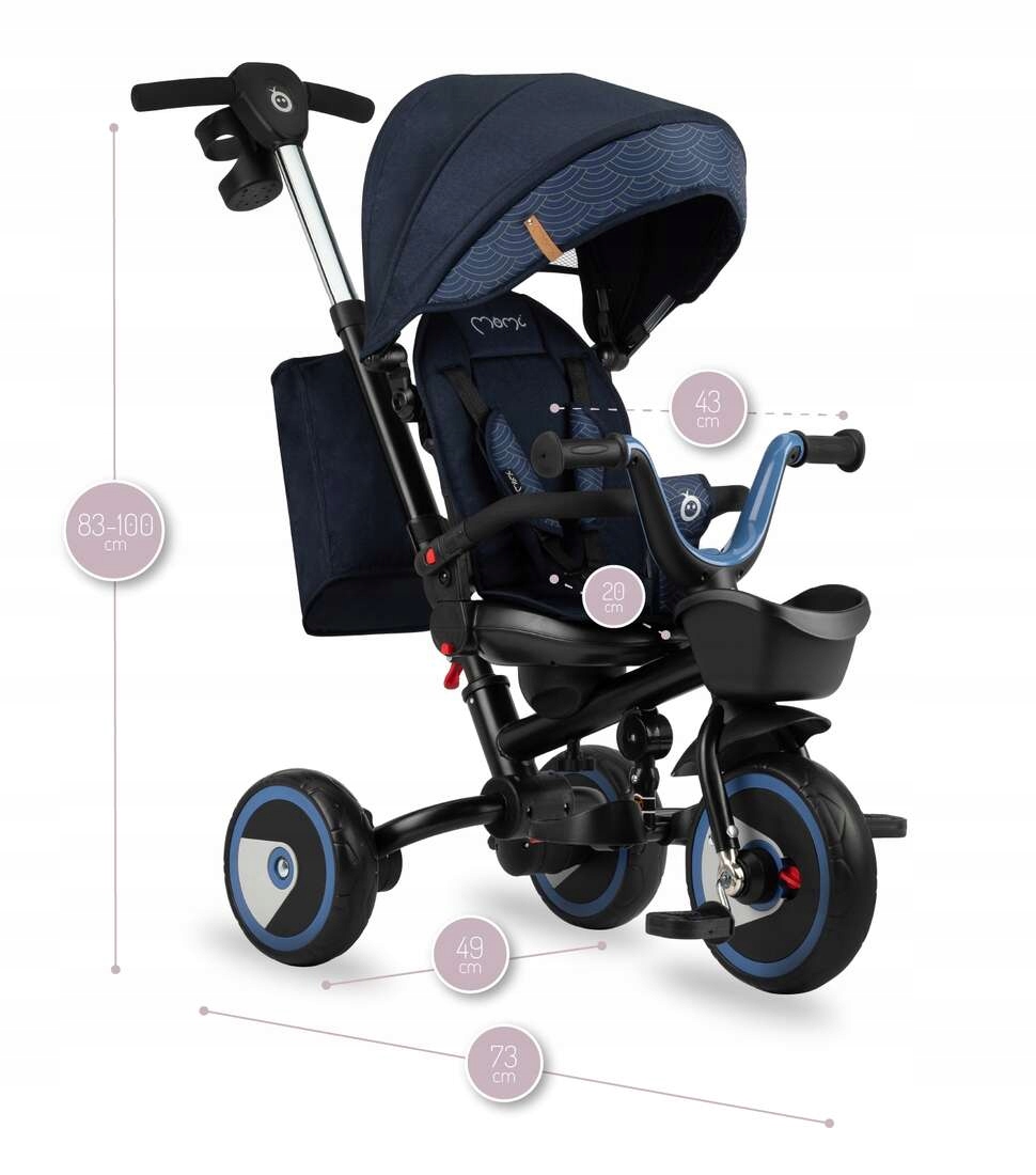 Rowerek trójkołowy obracany WÓZEK 5w1 MoMi INVIDIA Marka MoMi