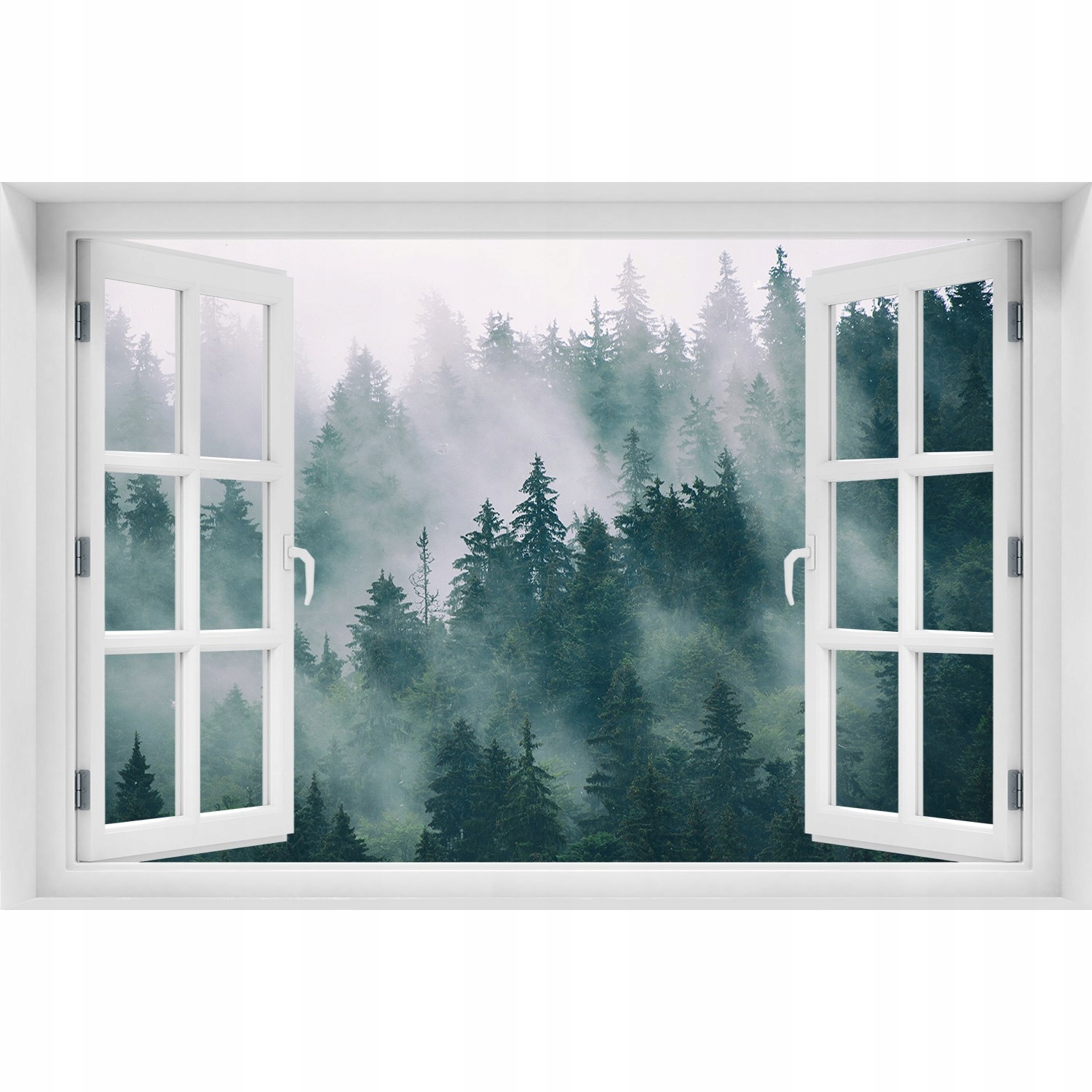

3D Okno Naklejka na ścianę Mgła nad lasem 120x80