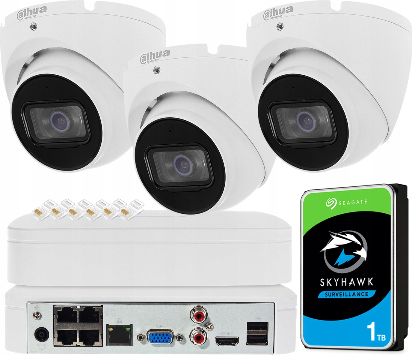 Sada na monitorovanie Dahua 3x Kamera IPC-HDW1530T-0280B-S6 5Mpx PoE Aplikácia