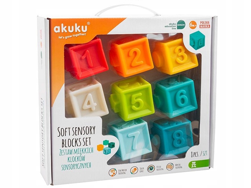 

Akuku Klocki Sensoryczne Miękkie Zestaw 8 szt.