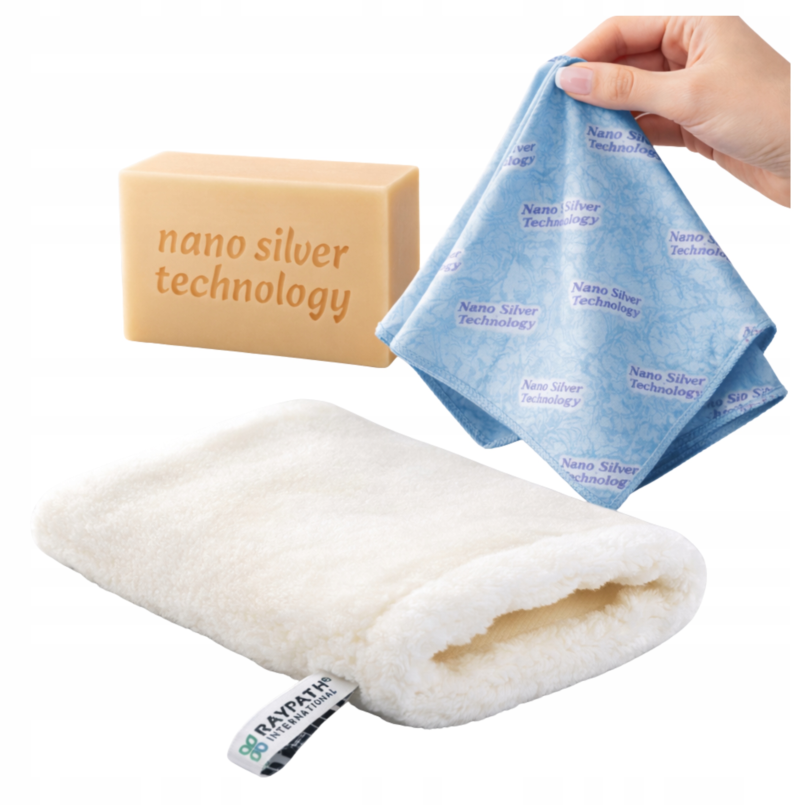 Raypath Zestaw Rękawica Biała M Czyścik SunBeam 38x41 cm Szare Mydło