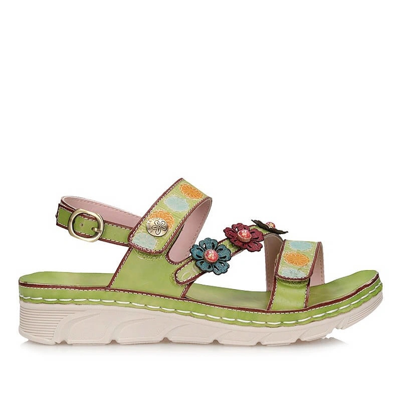 Dámské sandály Laura Vita 0007651 Dorry 18- Vert- F2 zelené s přezkou