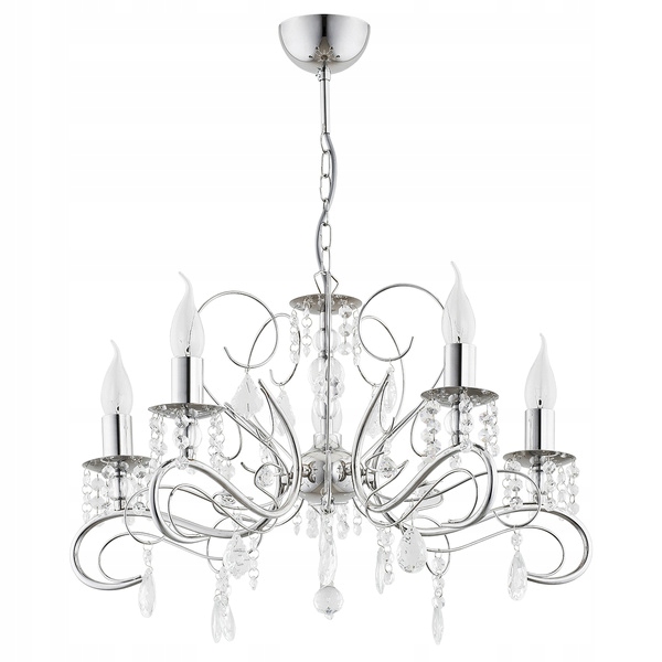 Palácový důstojný lustr Astor Chrom s višněmi a křišťály do obývacího pokoje