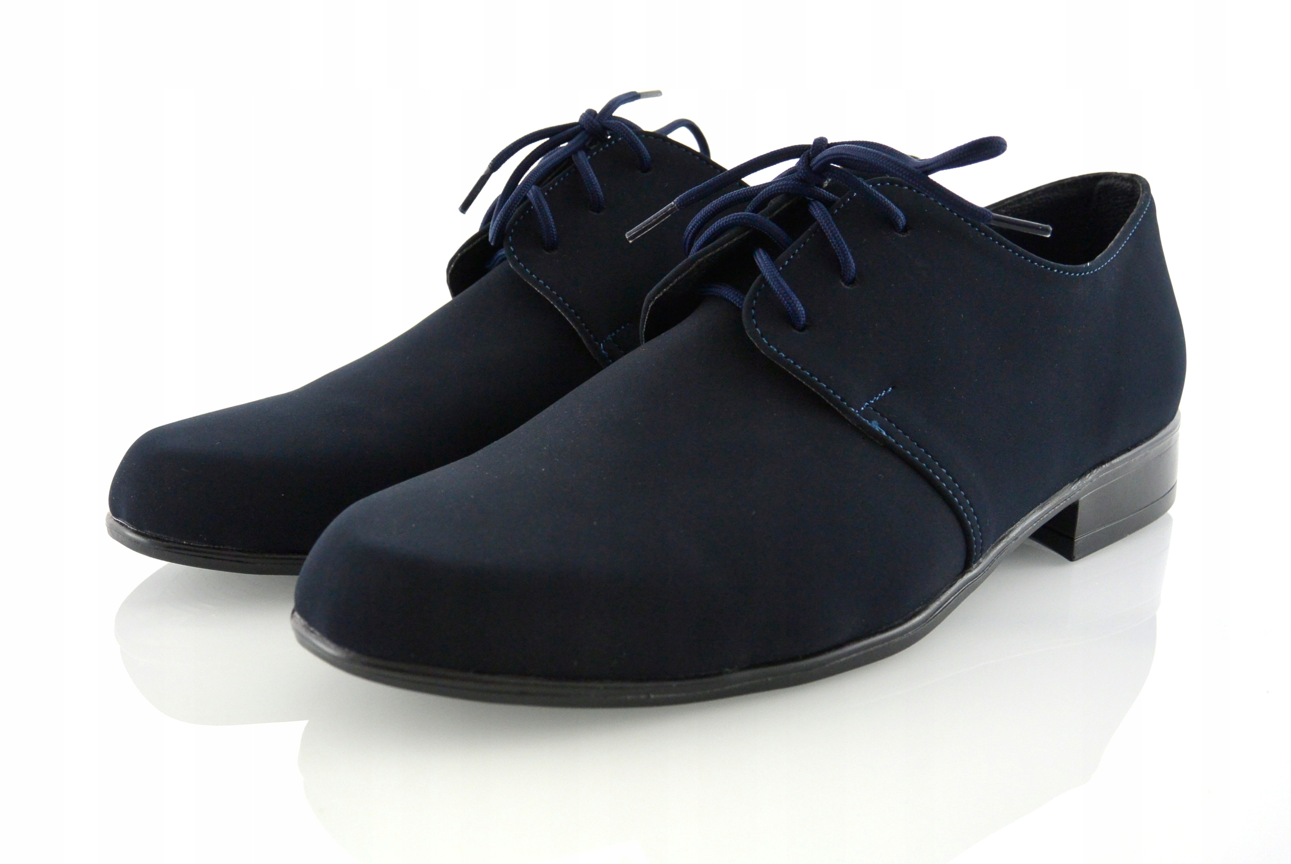 GRANATOWE mokasyny NUBUK półbuty wizytowe Pl 31 Kolor niebieski