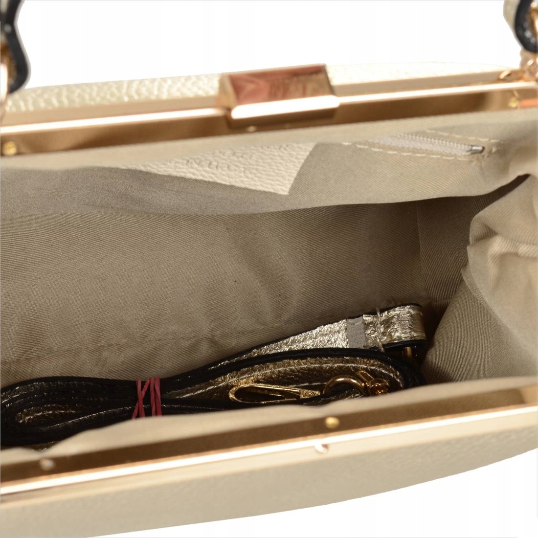 Borse in Pelle Torebka kuferek Skóra naturalna złoty z Włoch [SKU] Wysokość 21 cm