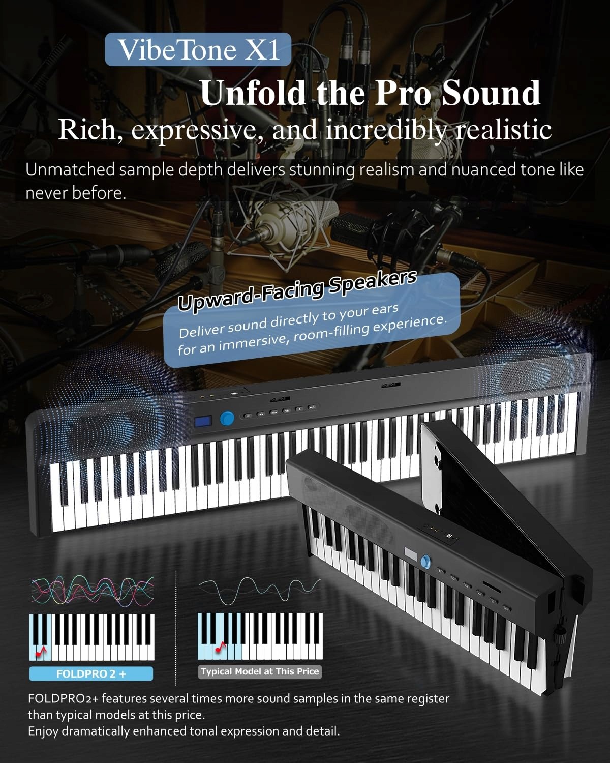 88-klávesové skladacie elektrické piano, polovyvážené, prenosné s puzdrom