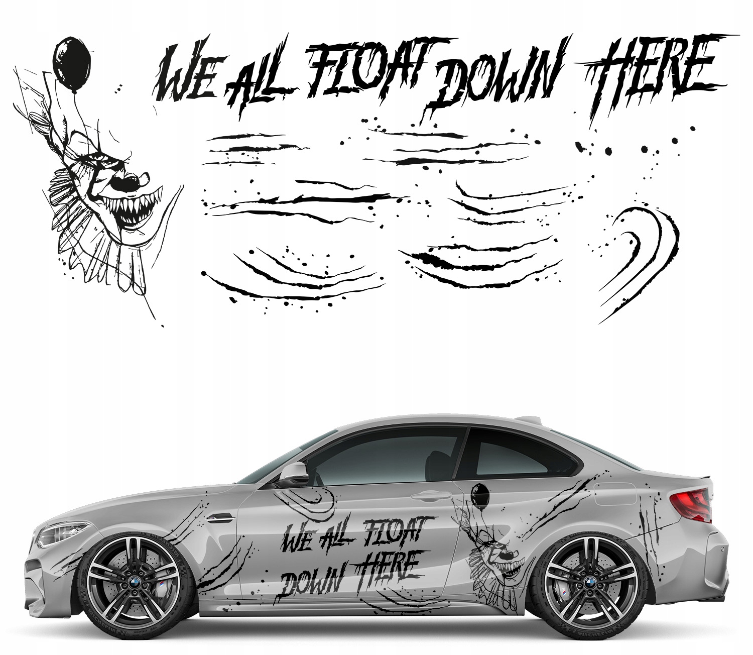 2x Nálepka na auto Motív Klown We All... 93x230