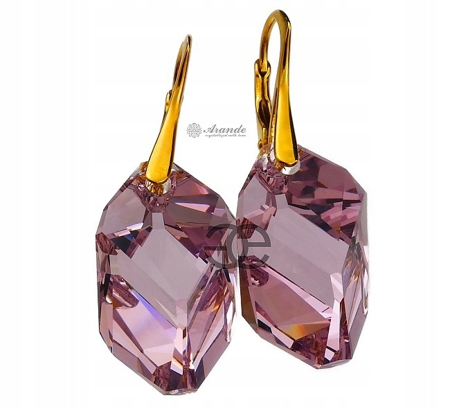 Krystaly Náušnice Amethyst Zlaté Stříbro