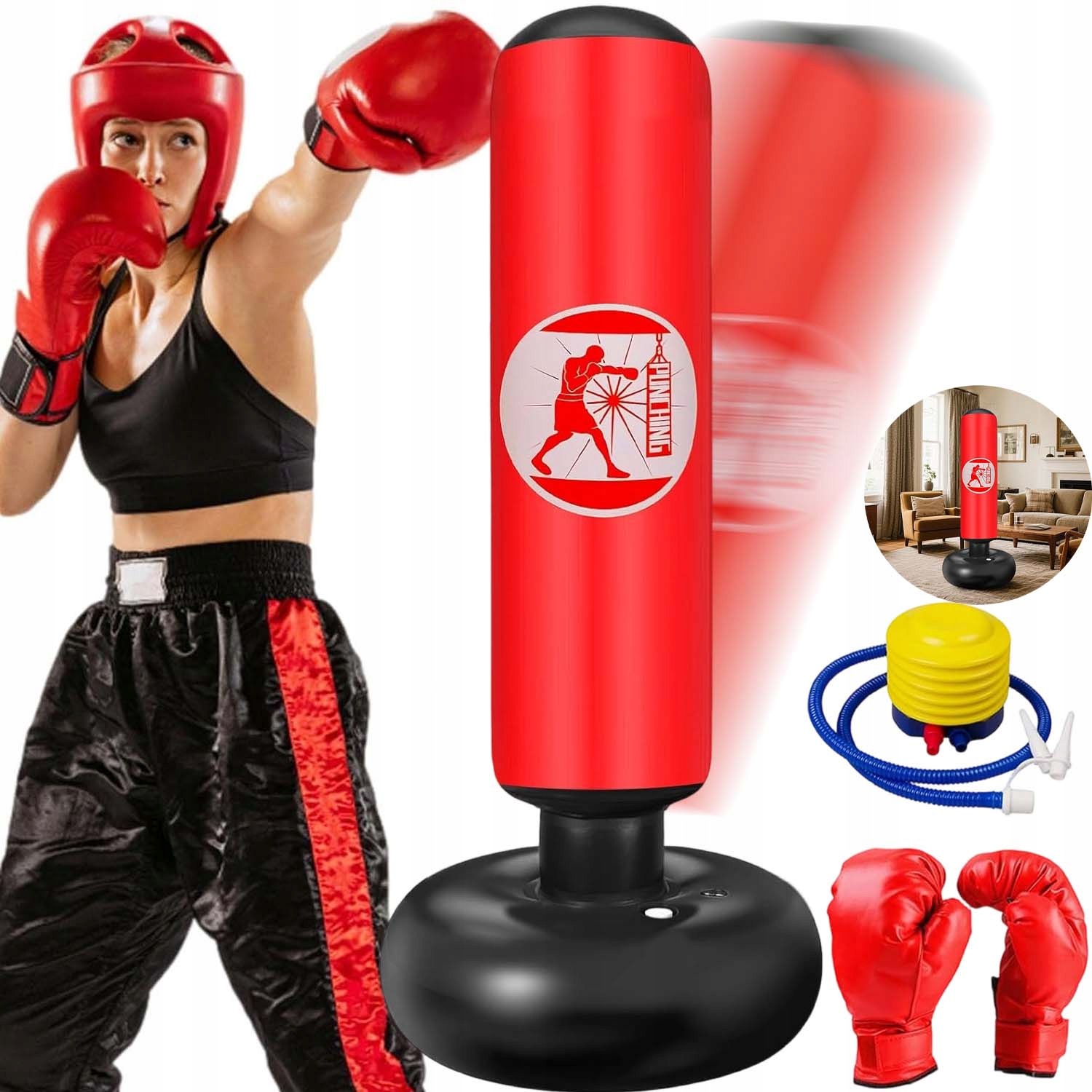 Nafukovací Tréninkový Boxovací Pytel Pro Děti 160 CM Pumpa Na Rukavice