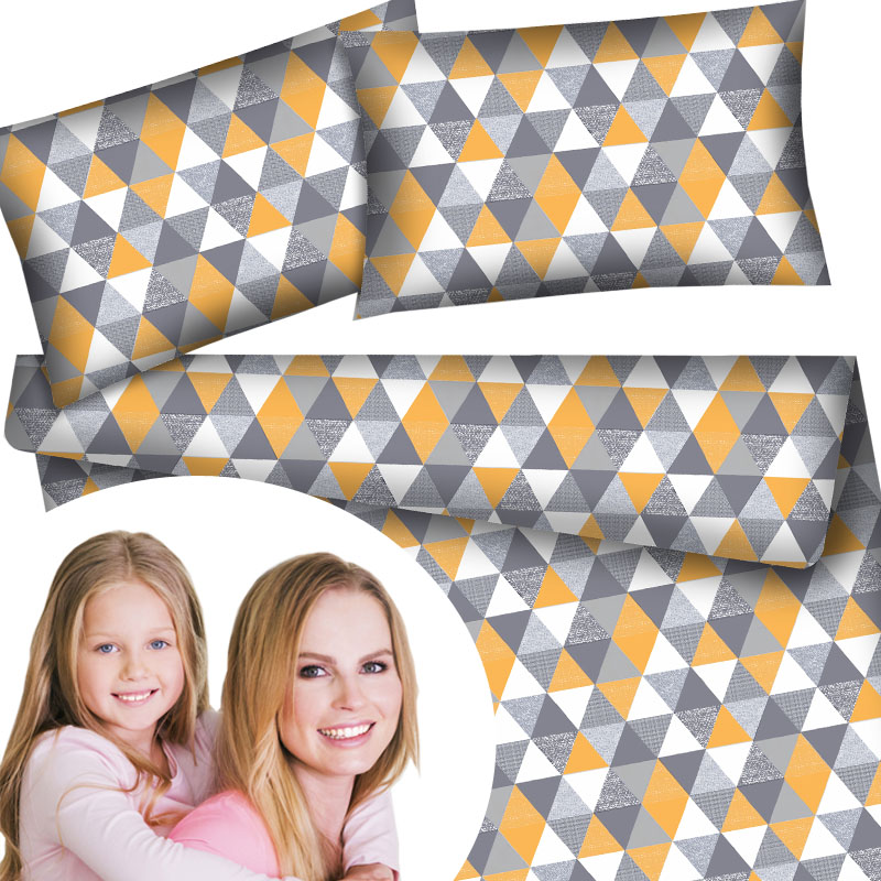 

Pościel z bawełny w trójkąciki 160x200 żółta szara