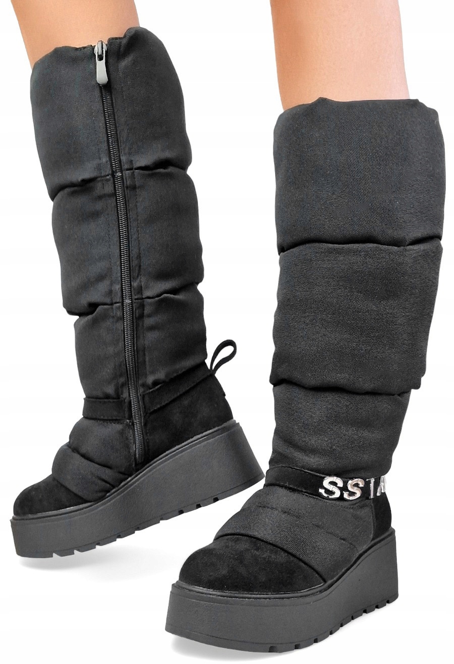 Černé Vysoké Dámské Kotníkové Boty Sněhule Tlustá platforma Kozačky na zip *41*