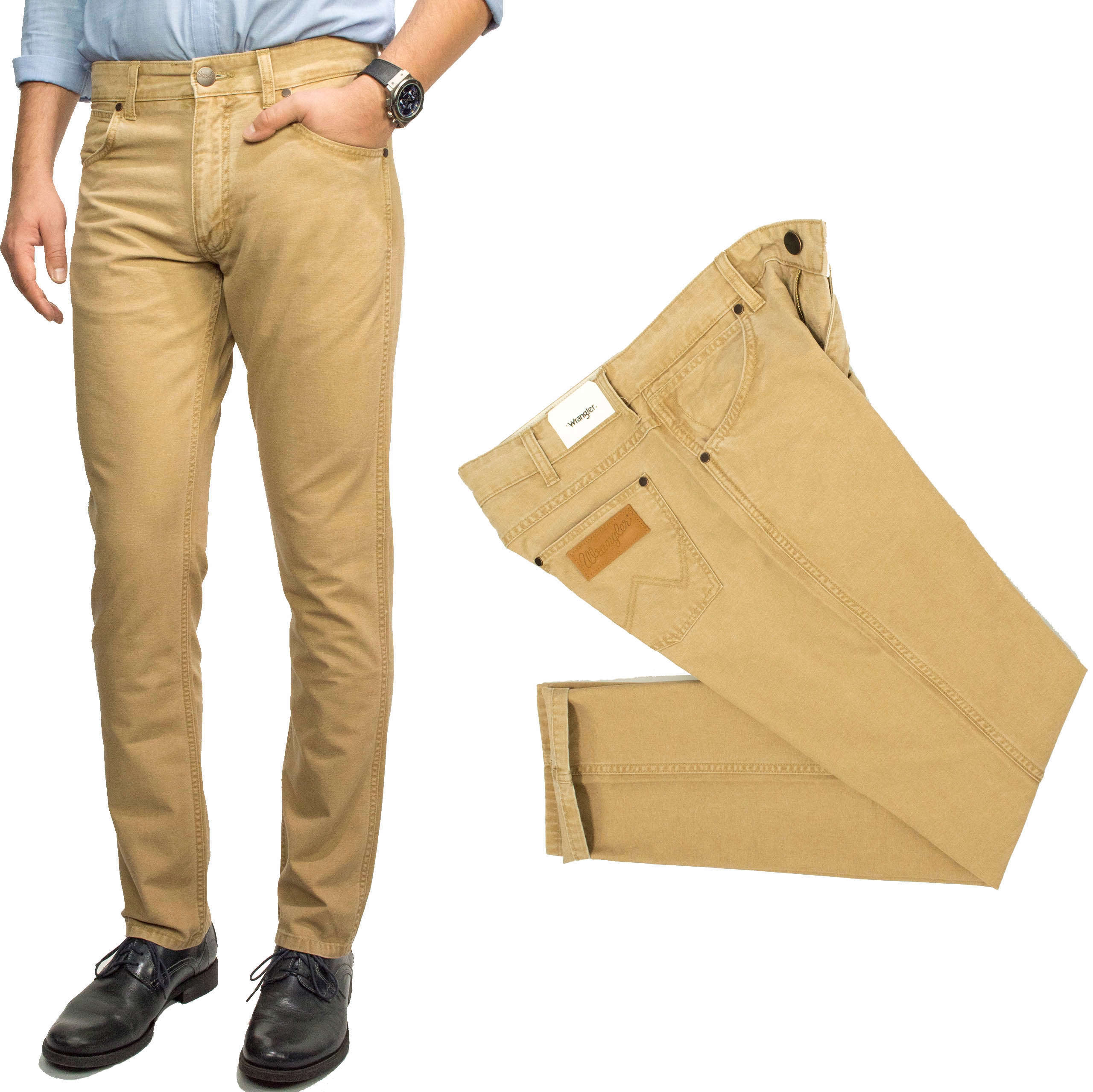 Wrangler Greensboro Tigers Eye spodnie męskie klasyczne proste W34 L32