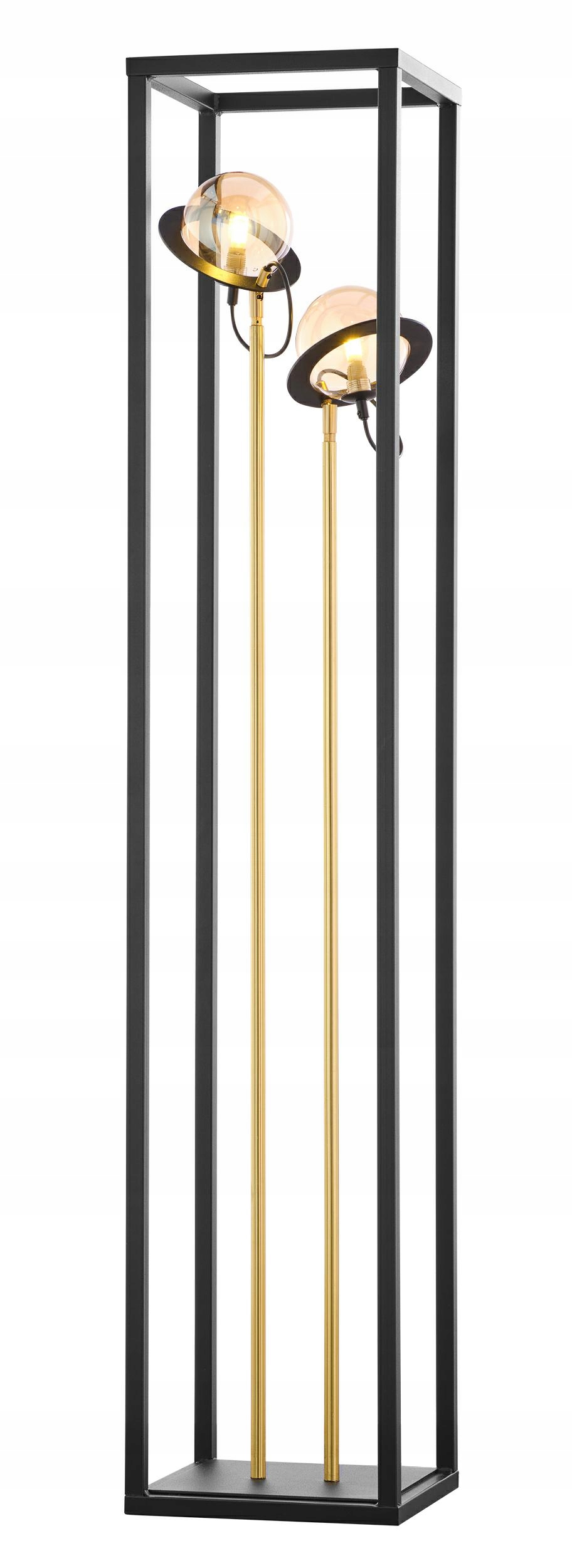 Podlahová lampa Planet Černá Jantarová Skleněná Stínidla 2xG9 150 cm Dom
