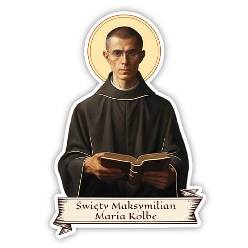 Náboženská nálepka s obrázkem sv. Maxmiliána Marie Kolbeho Set