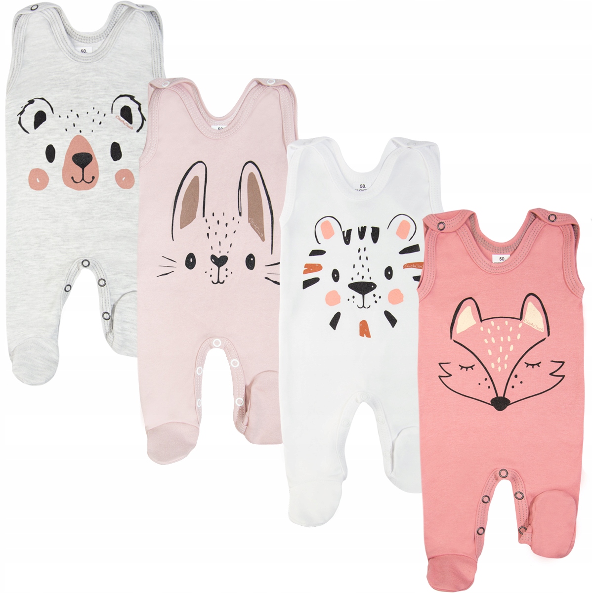 

4-pak Śpiochy śpioszki Rozpinane dziewczynka 74