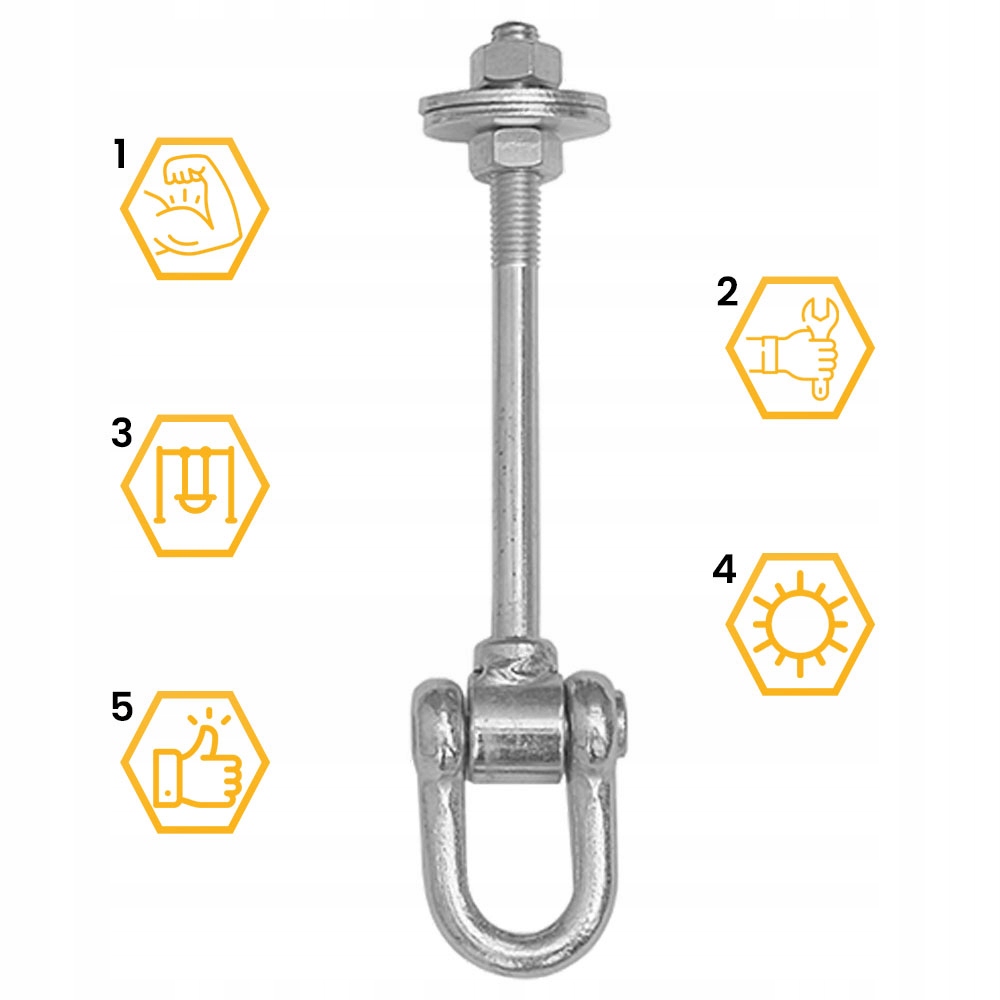 HAK HUŚTAWKOWY Z SZEKLĄ I BOLCAMI MOCOWANIE HUŚTAWEK MHC120 OCYNK DOMAX Styl tradycyjny