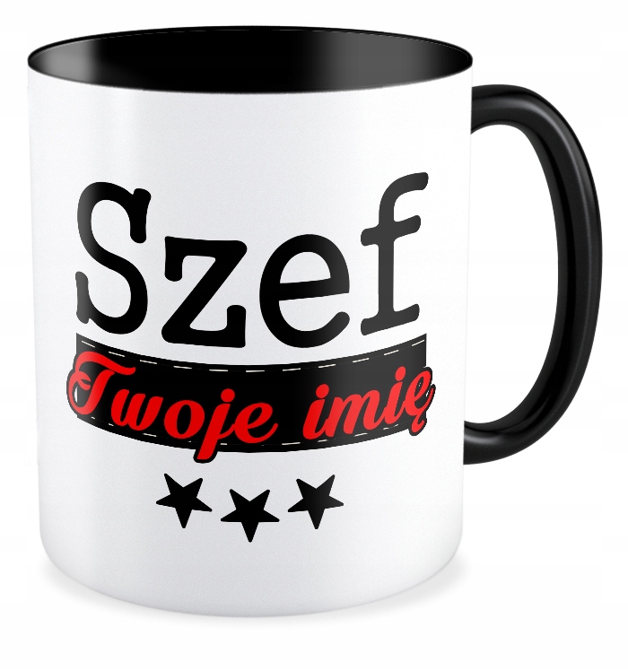 

Kubek czarny prezent Szef Kierownik + Twoje Imię