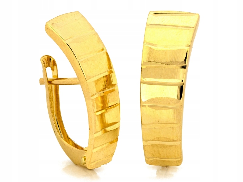 Náušnice zlaté anglické 585 podlouhlé lesklé plechy bez kamenů 14kt