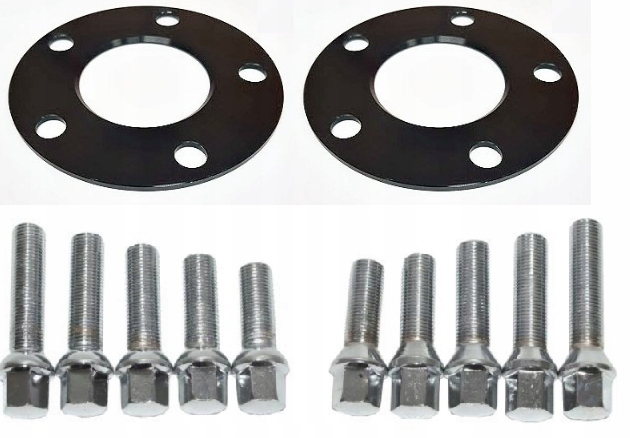 Černé distanční prvky 5 mm šrouby Bmw Mercedes 5x112 66.5