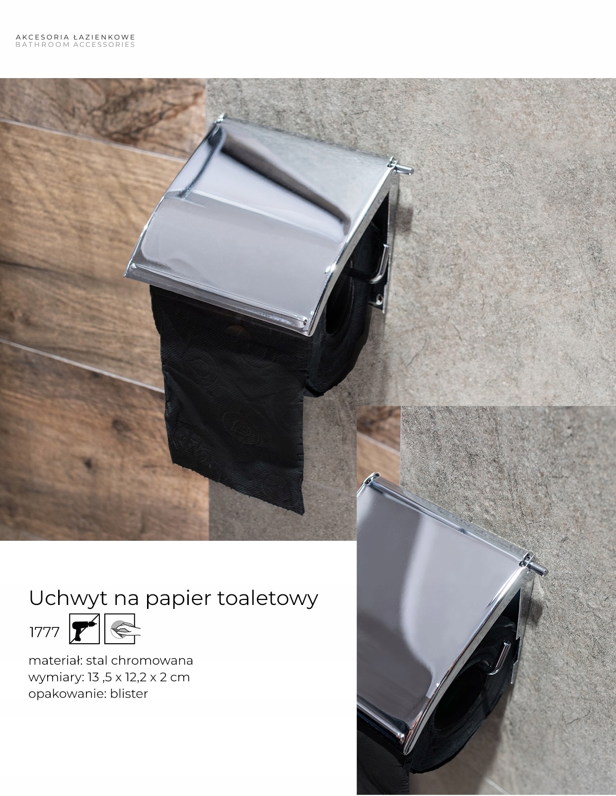 UCHWYT WIESZAK NA PAPIER TOALETOWY BEZ WIERCENIA EAN (GTIN) 5905668551299