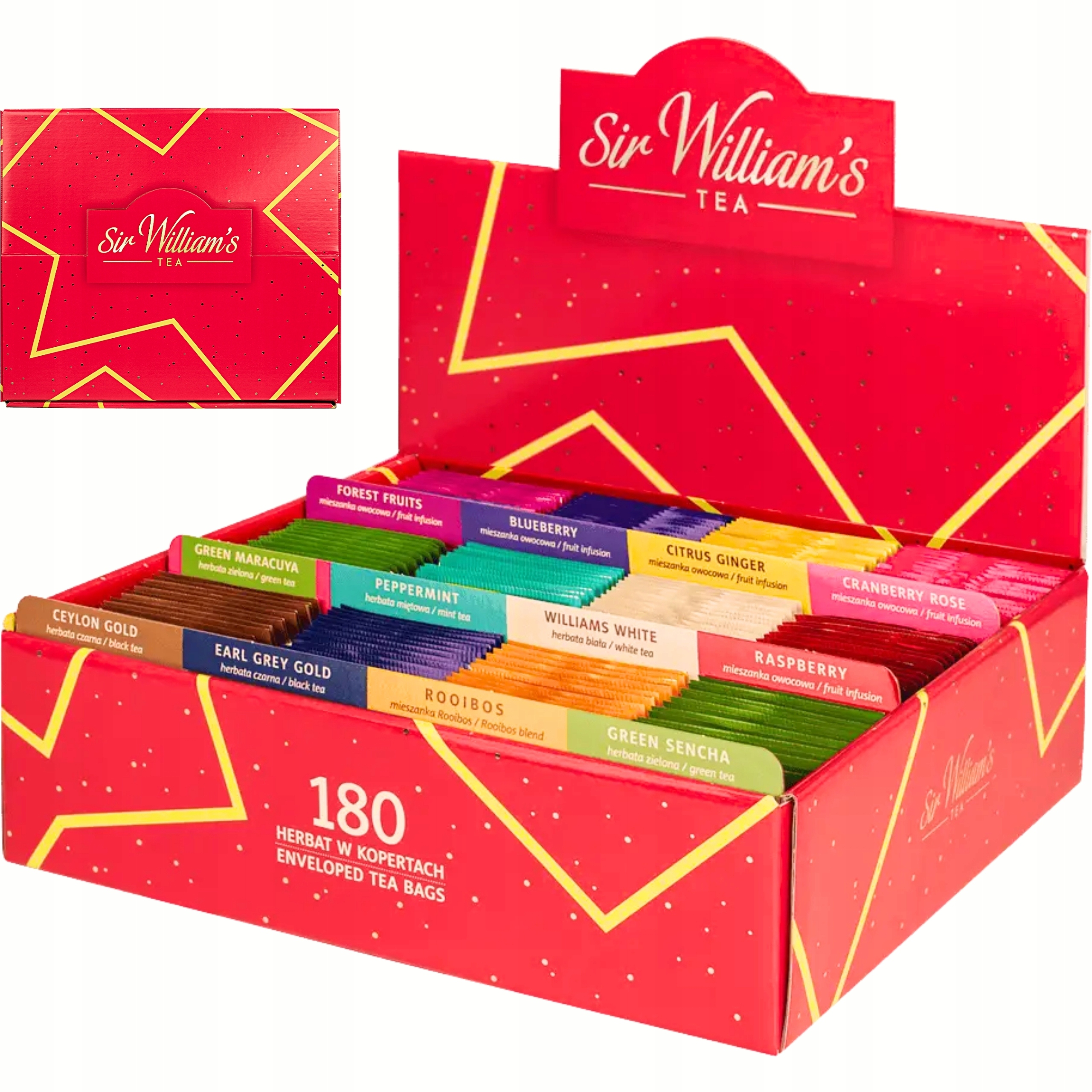 Sir William's Tea dyspenser MIX zestaw 180 herbat 12 smaków