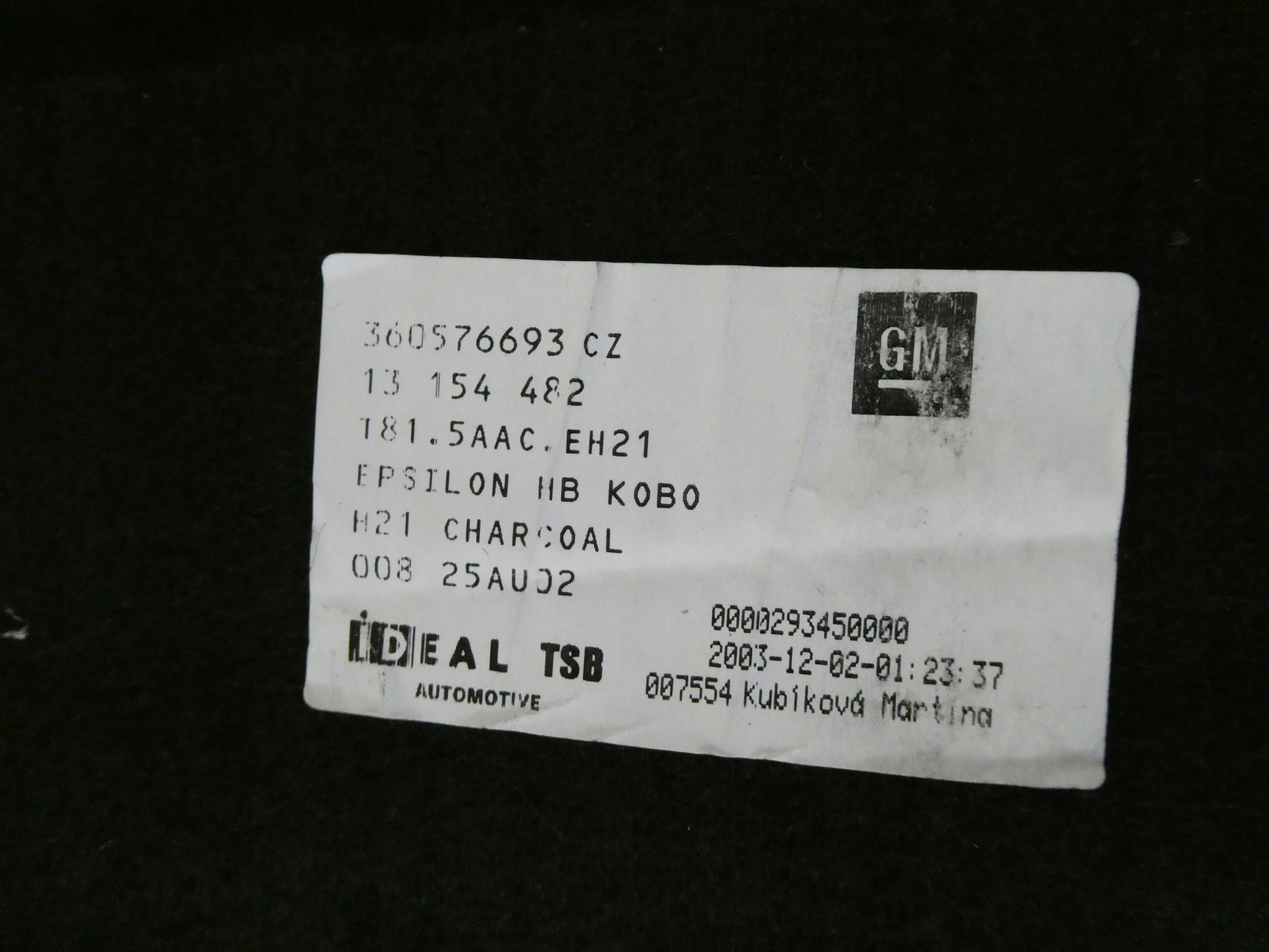 floor mats boot OPEL VECTRA C HB sedan