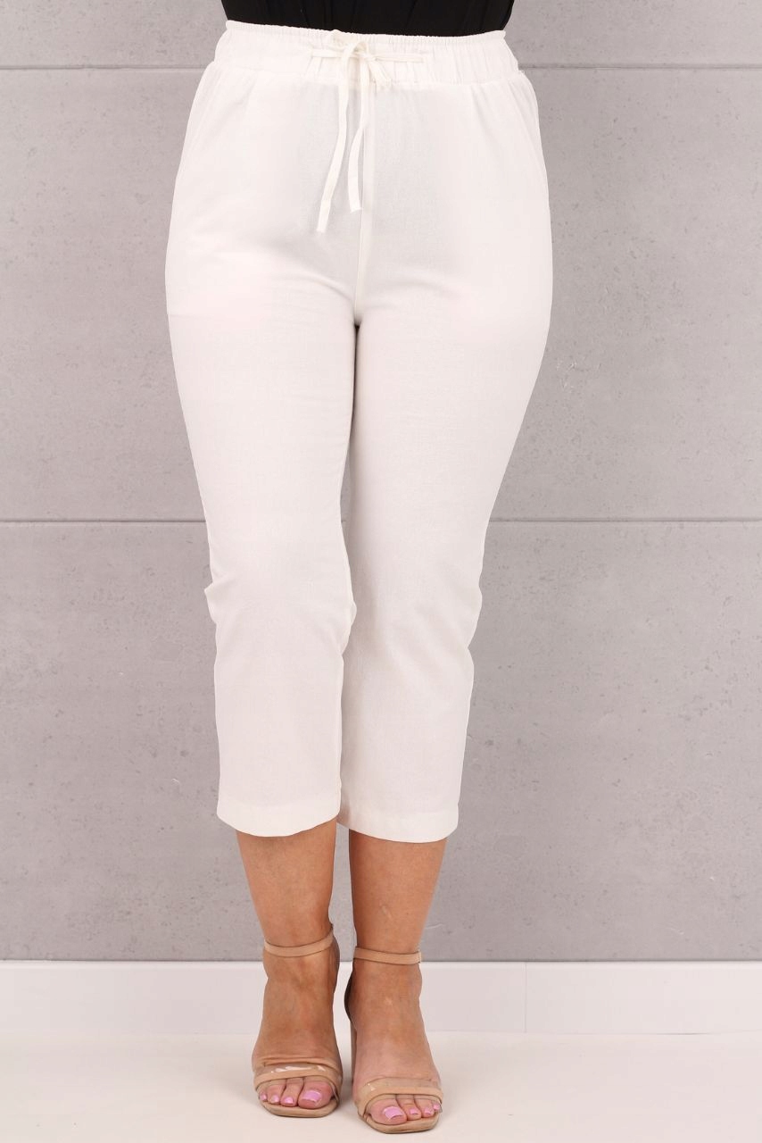 LUŹNE LETNIE SPODNIE RYBACZKI DAMSKIE NA GUMCE DUŻE ROZMIARY BAWEŁNIANE Marka FEMIMODA