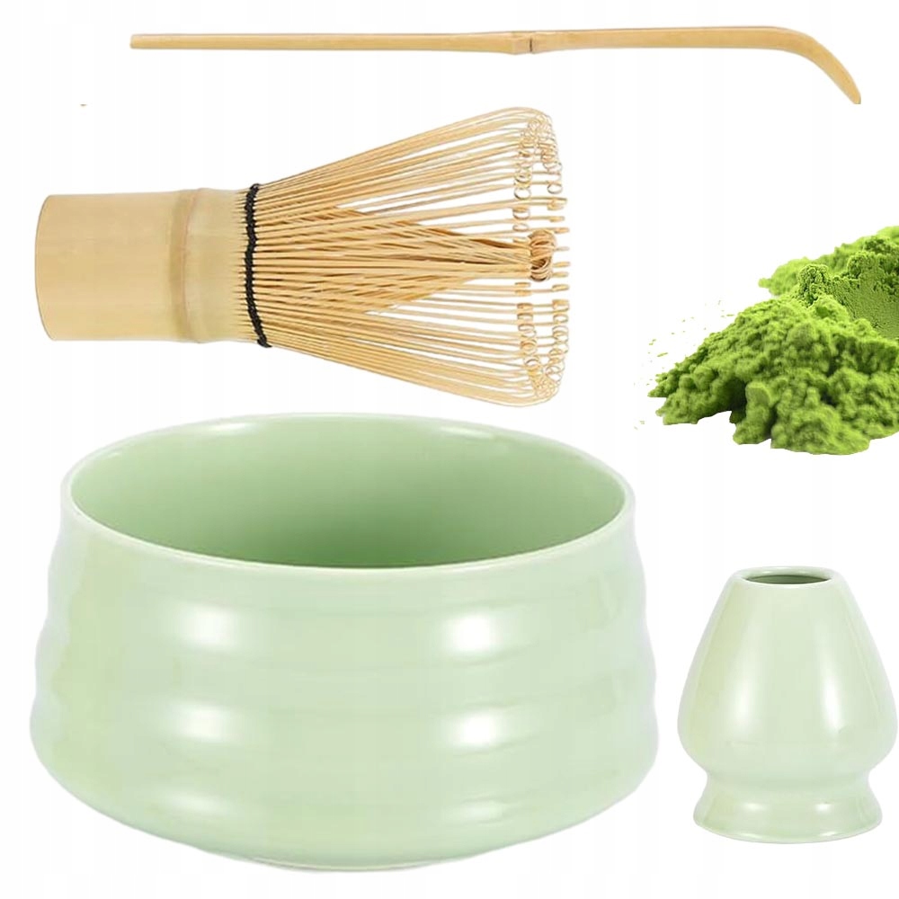 Levně Dárková Sada Na Čaj Matcha Metla Podstavec Špachtle 4V1