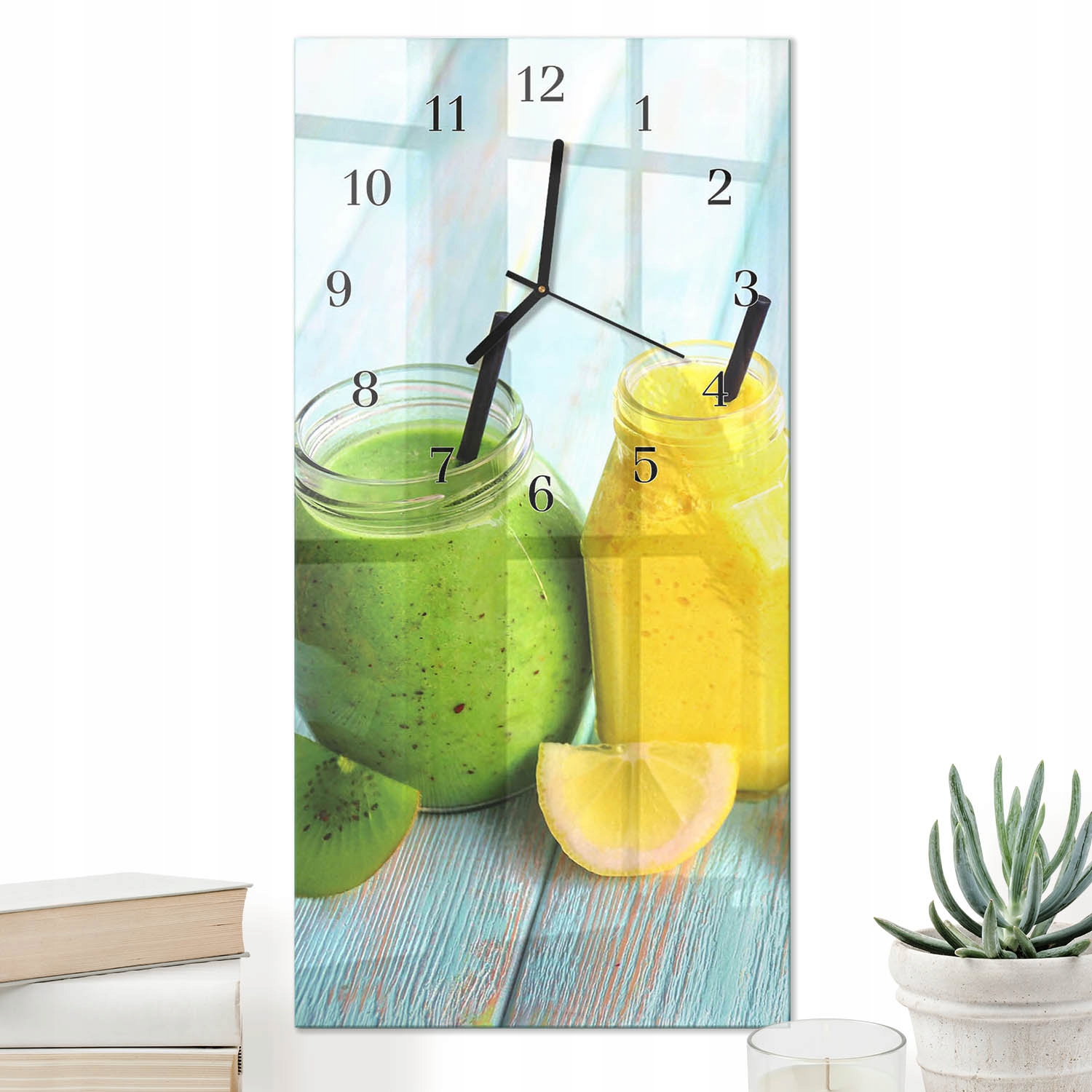 Dekorativní vertikální hodiny 30x60 cm Obdélníkové skleněné Tiché na zeď Koktejly