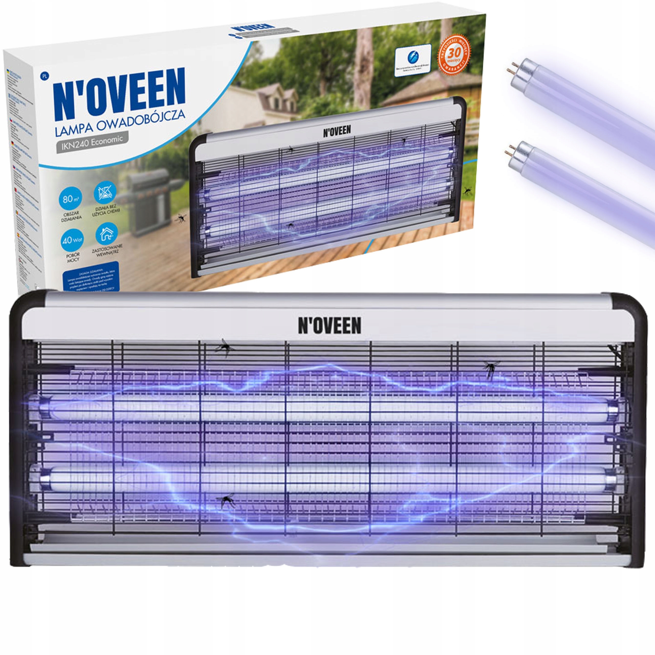 Lampa Owadobójcza 40W Łapka Skuteczna Wabik Komary Muchy Ćmy Owady Uv