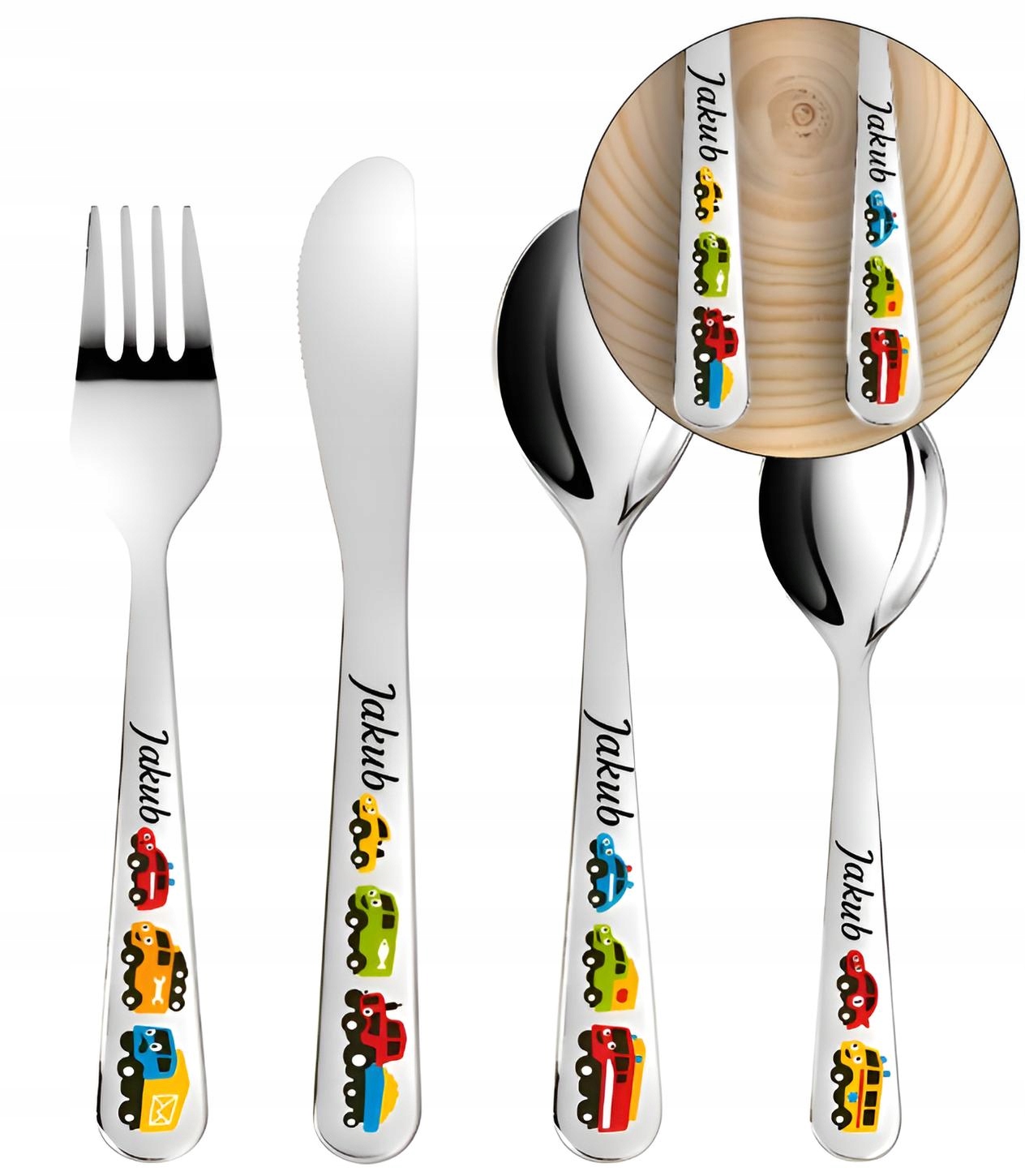 Dětské příbory Tescoma Bambini s gravírovanými autíčky, Dárek Na Křtiny narozeninám