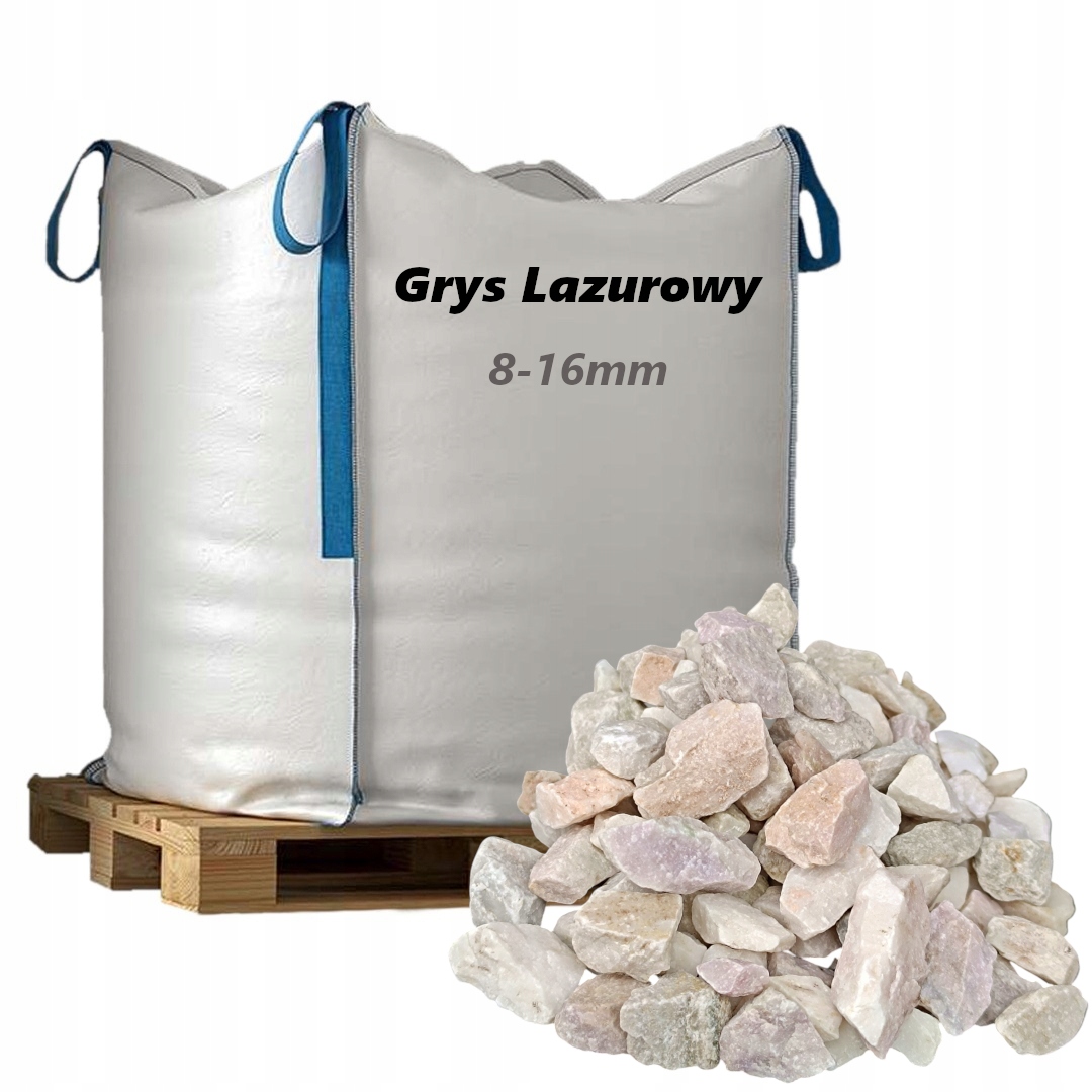 Grys Lazurowy 8-16mm 1000kg Kamień Ogrodowy Dekoracyjny Na Ścieżki Rabaty