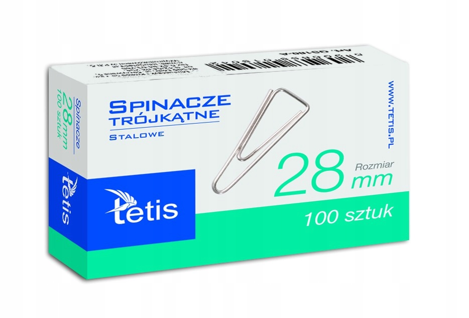 

Spinacze Tetis Trójkątne Metalowe, 28MM, Srebrne