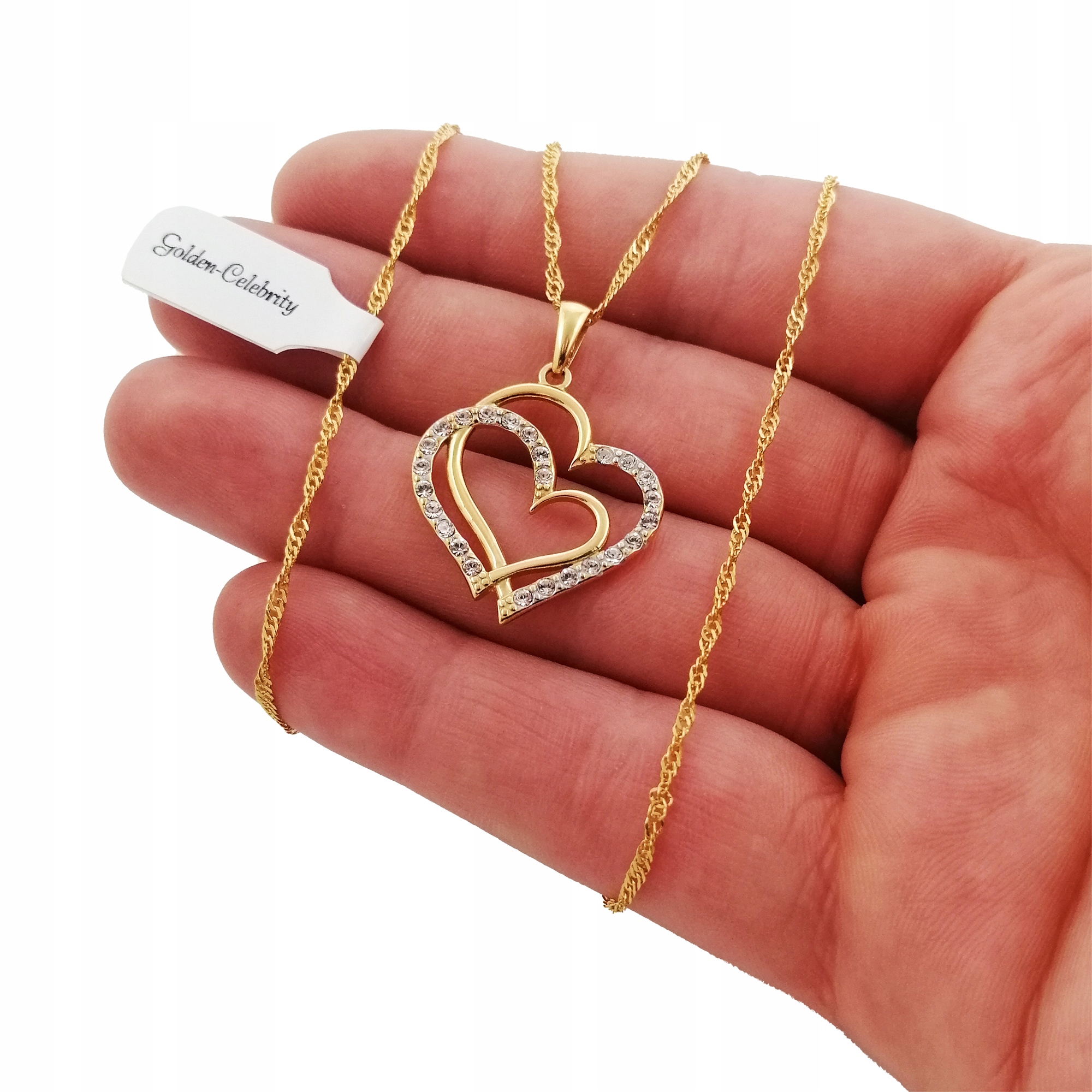 PIĘKNY NASZYJNIK SERCE 925 CHRZEST KOMUNIA PREZENT Długość całkowita 40 cm