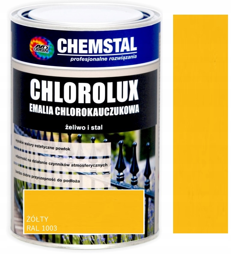 Chemstal Chlorolux Emalia Chlorokauczukowa Na Stal Żółty Ral 1003 5L