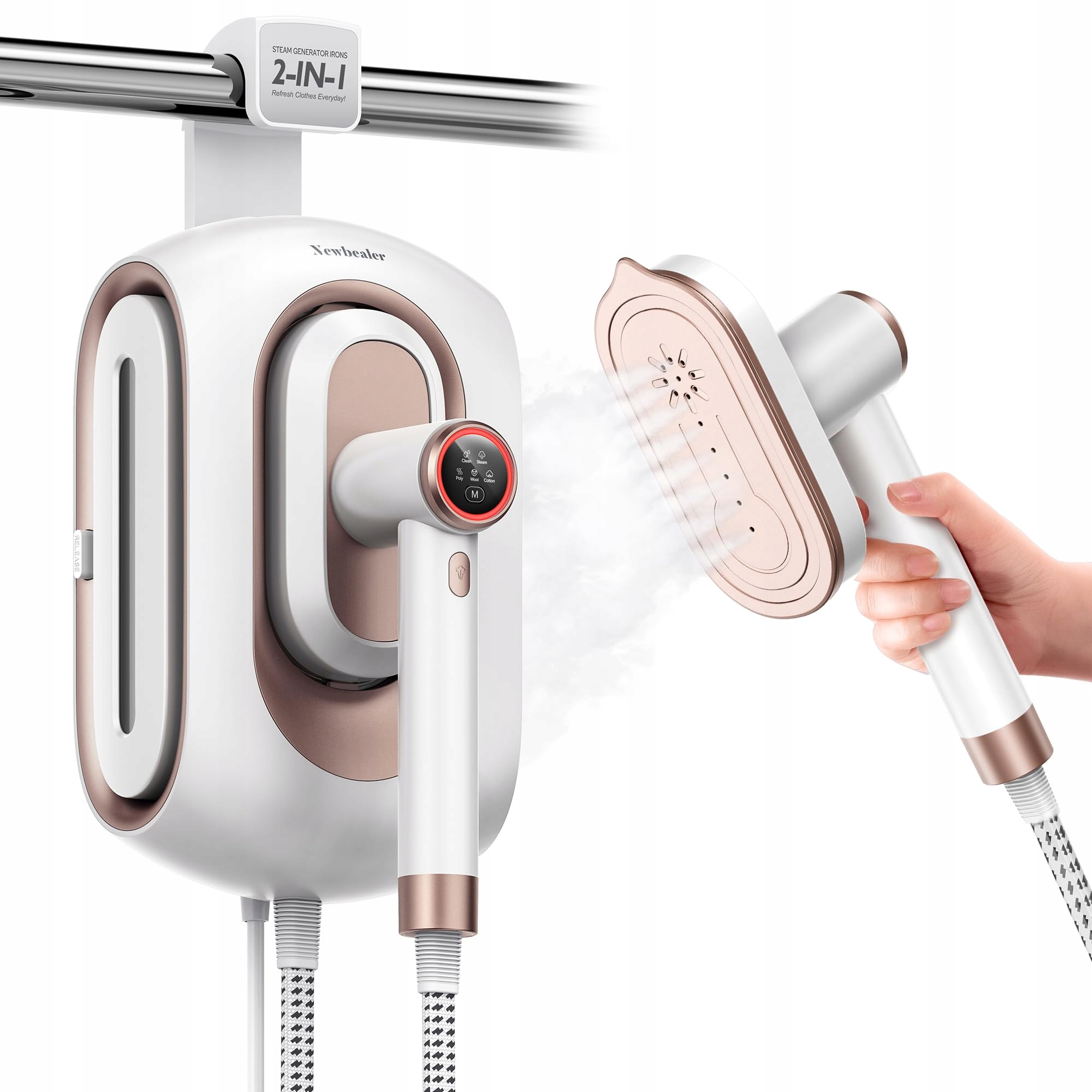 NEWBEALER Stacja Parowa 1600W, 3 Poziomy Pary, 1.2L Zbiornik