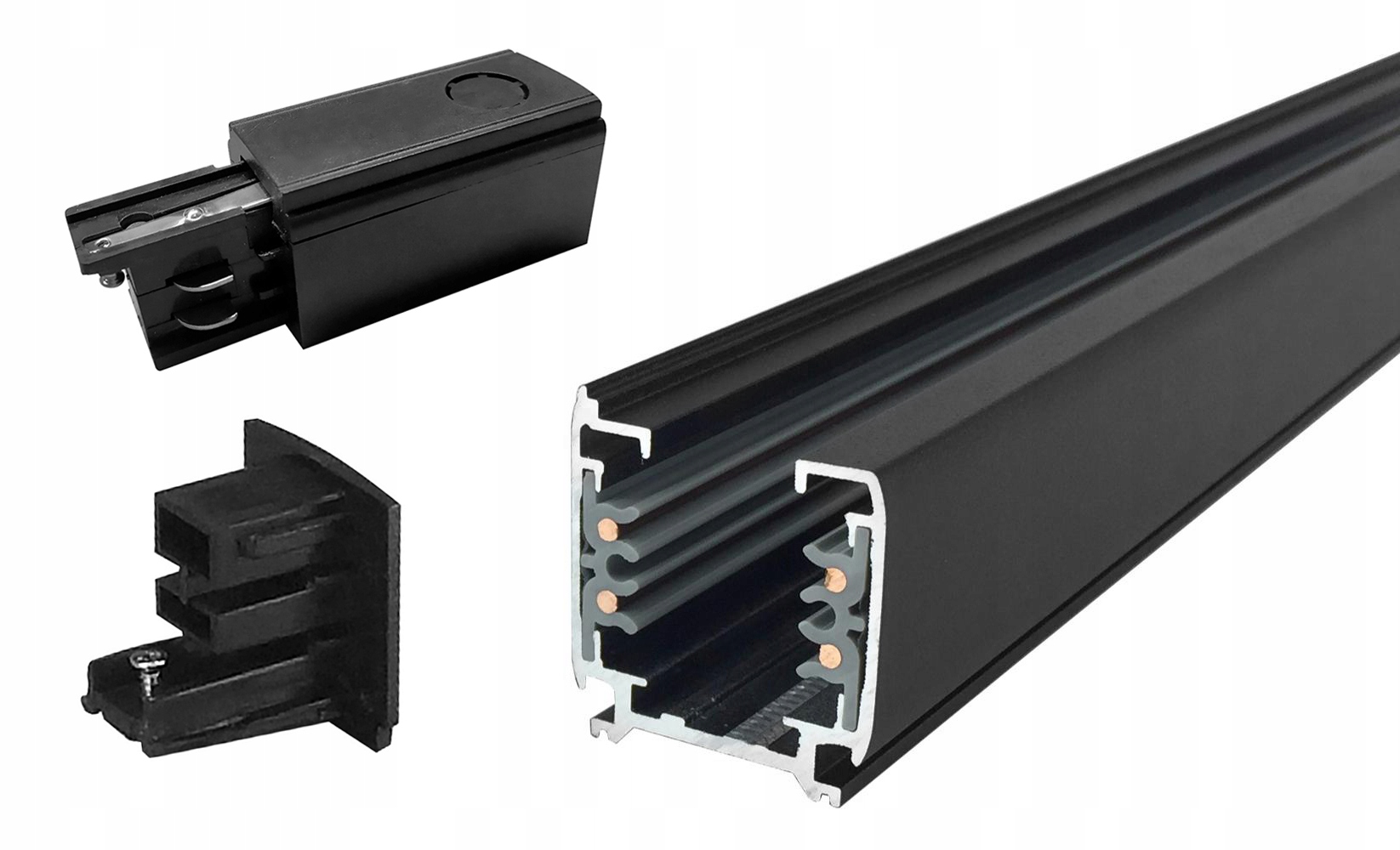 Szyna Oświetleniowa 0,5 m Czarna Zestaw 3 Fazowa