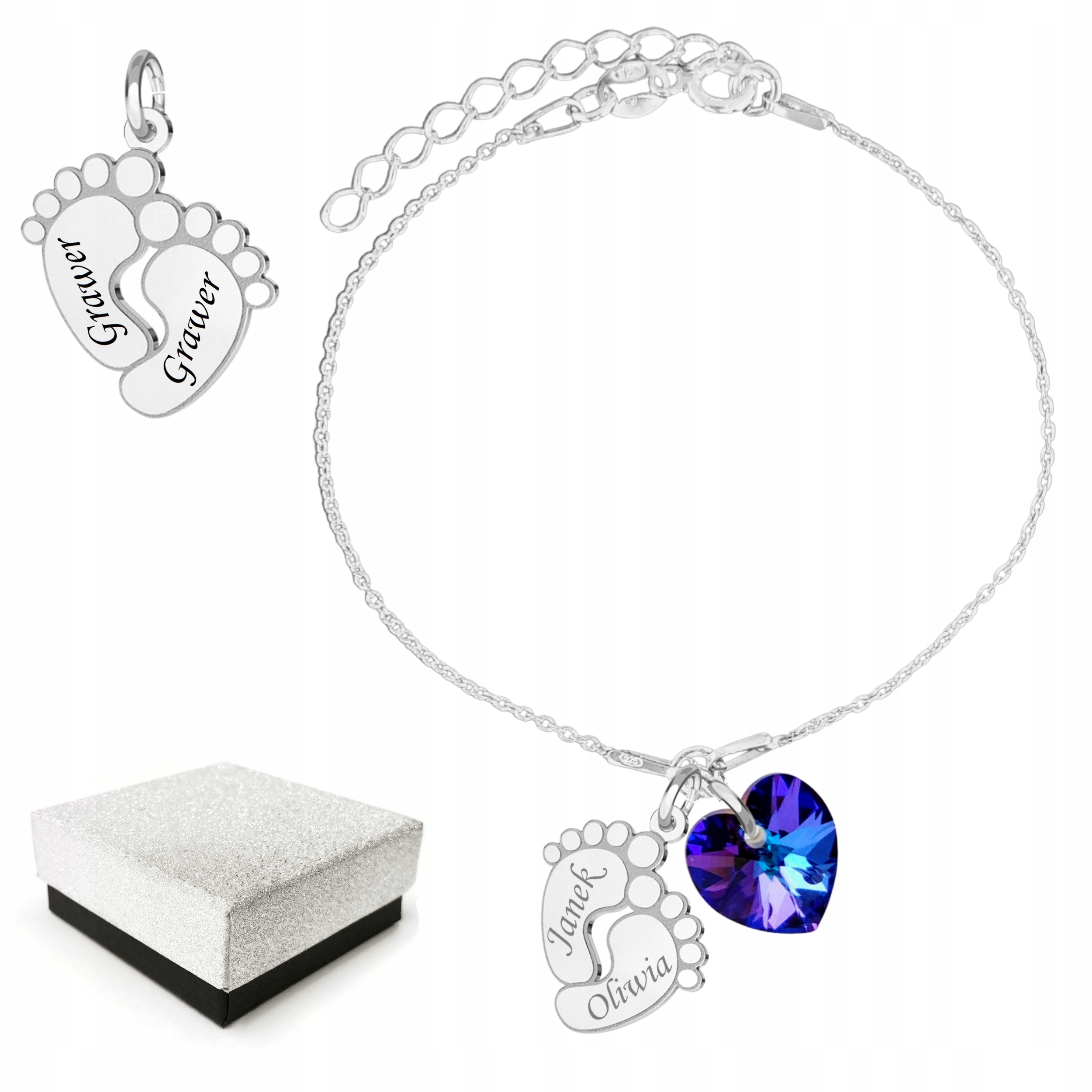 

Srebrne Stópki Bransoletka dla Mamy Grawer