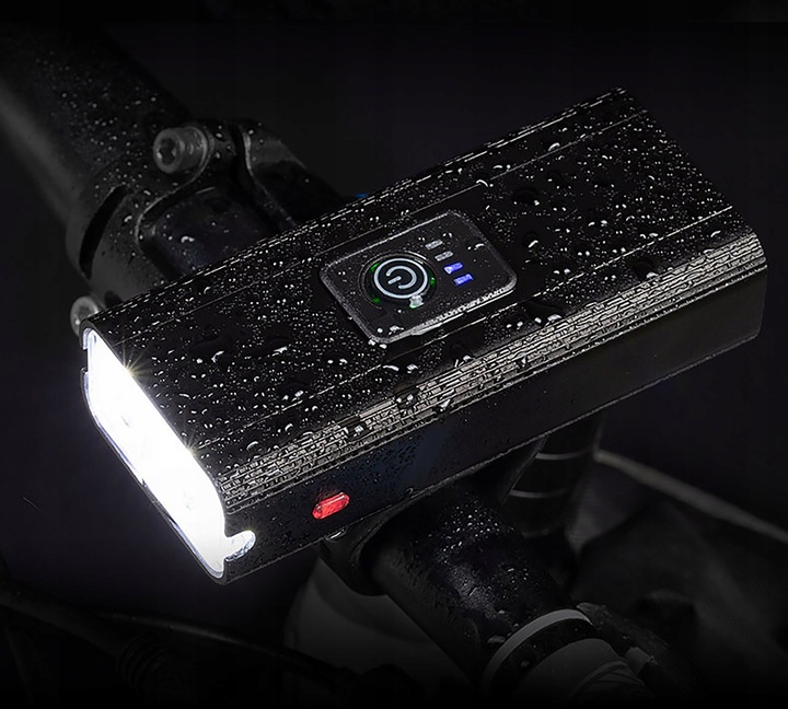 LAMPKA ROWEROWA LED PRZÓD 2200 LUMENÓW MOCNA + TYŁ światła rowerowe Zasilanie akumulator