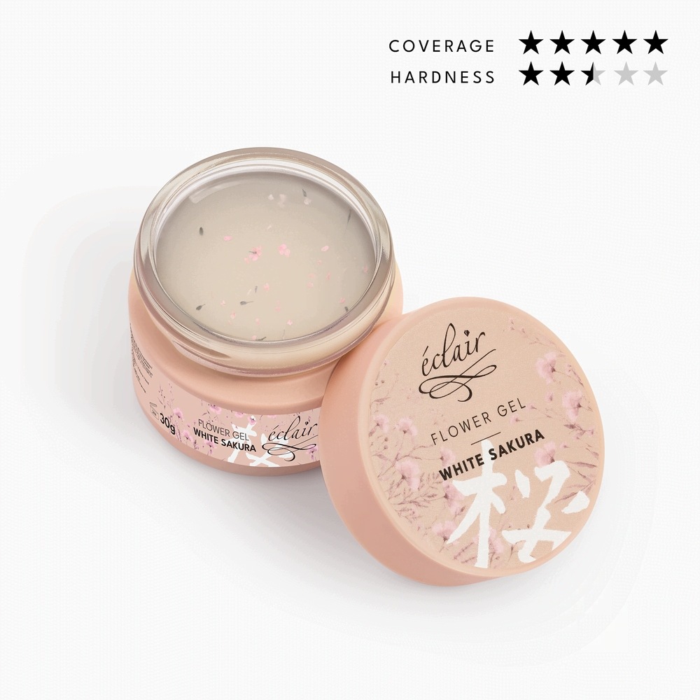 Żel budujący z kwiatkami Eclair Flower Gel White Sakura